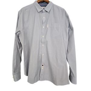 Marc Ecko Cut & Sew Button-Up Dress Shirt Pinstripe Blue Size XL